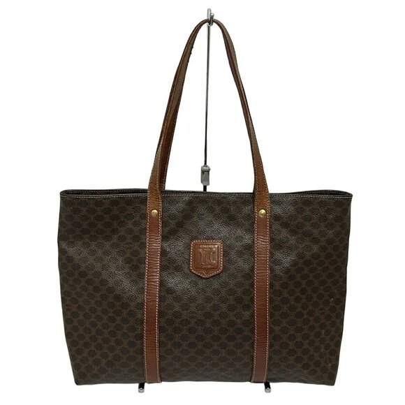 CELINE Macadam - Dark Brown Light Brown PVC Leather Tote Bag 177-081625 - Picture 1 of 8